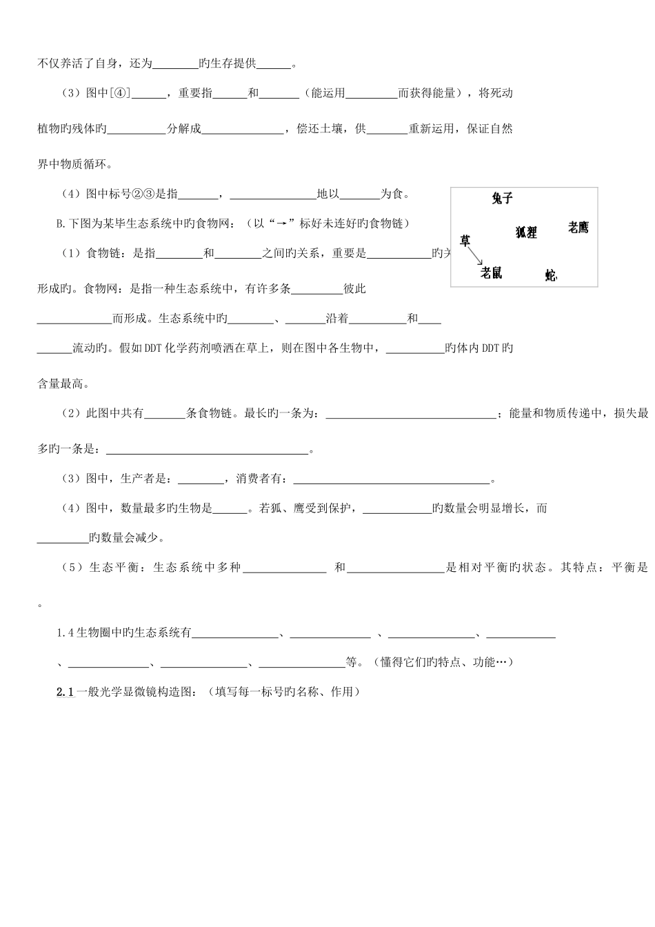 2025年初中生物中考总复习重要知识点图表等_第2页