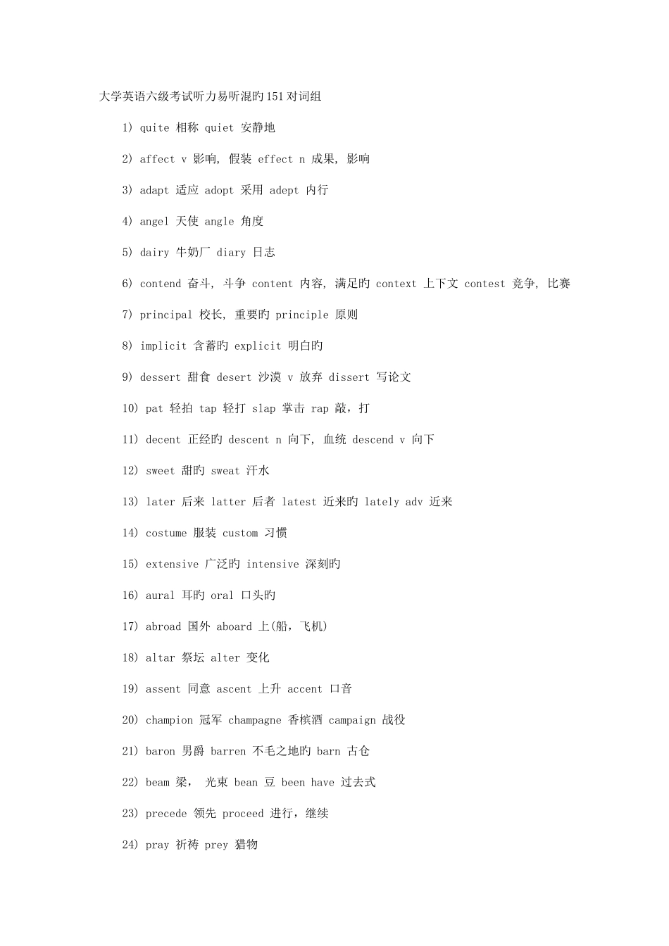2025年六级听力场景词汇易混淆词汇_第1页