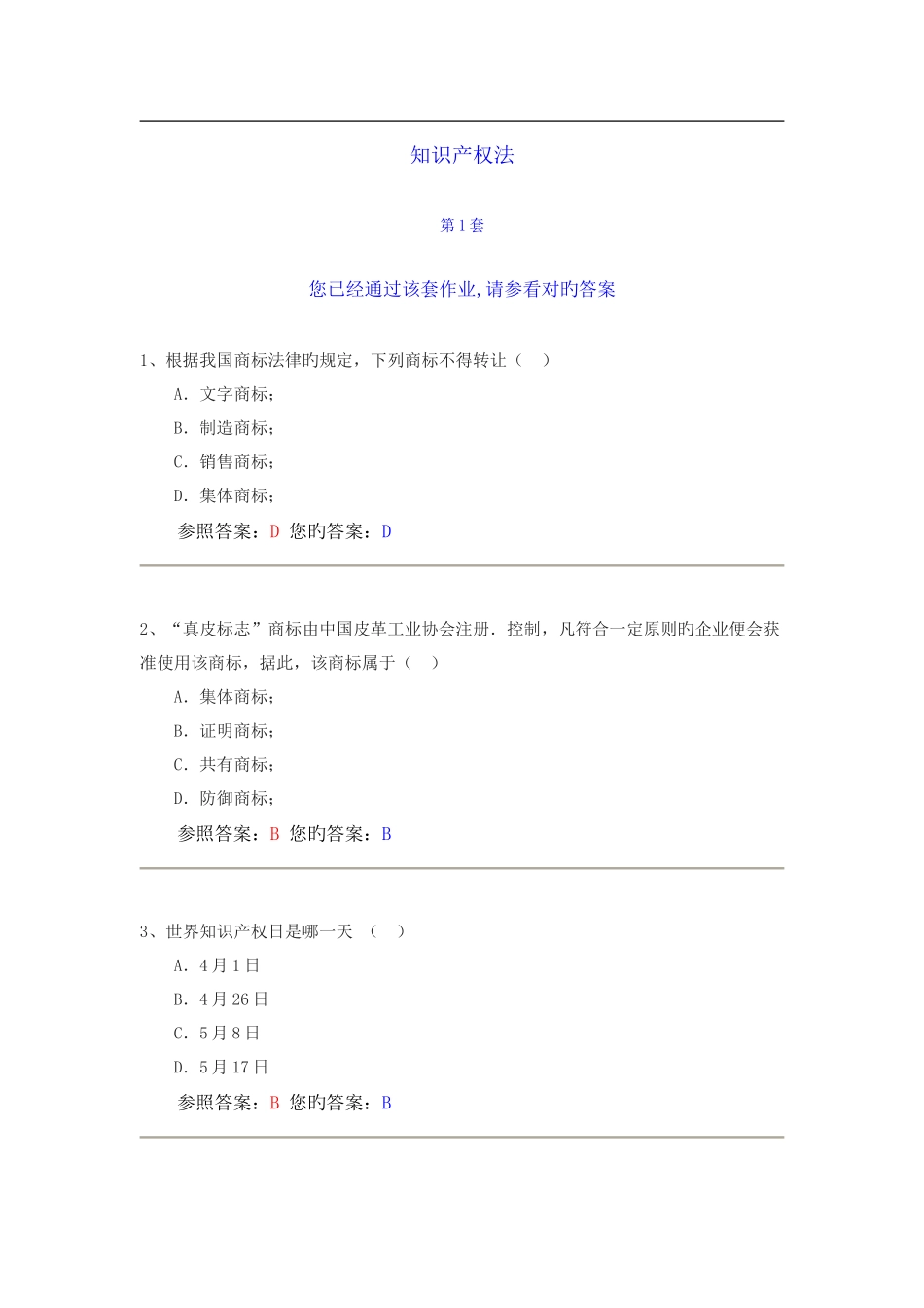 2025年农大作业知识产权法_第1页