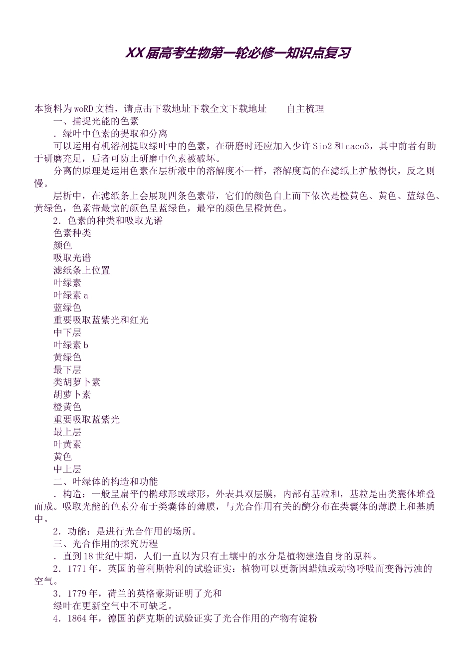 2025年届高考生物第一轮必修一知识点复习_第1页