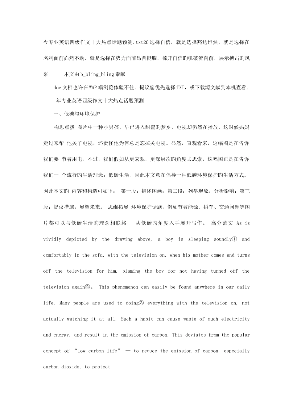 2025年今专业英语四级作文十大热点话题预测_第1页