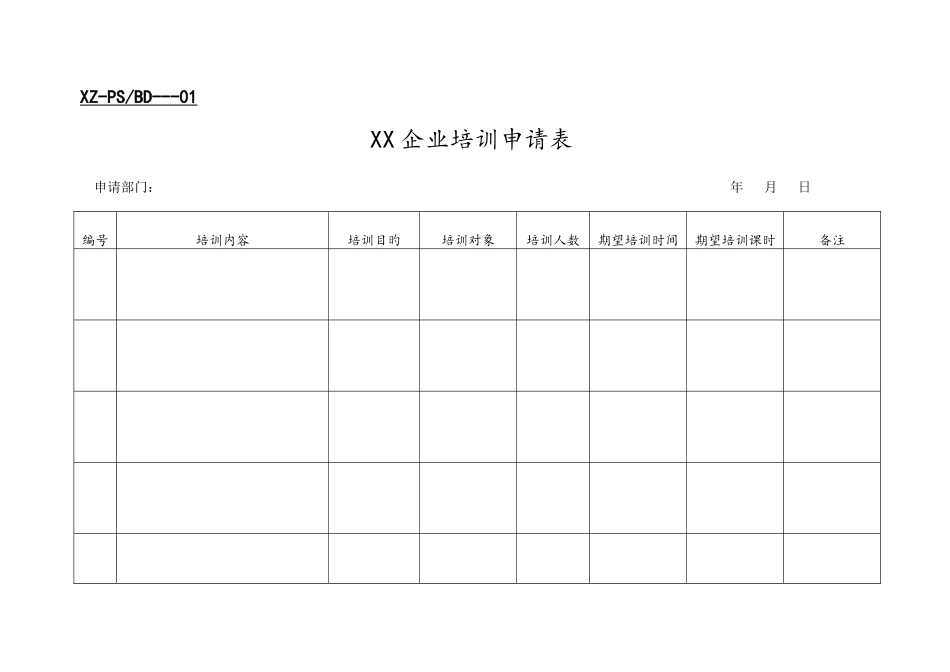 2025年全套培训表格_第1页