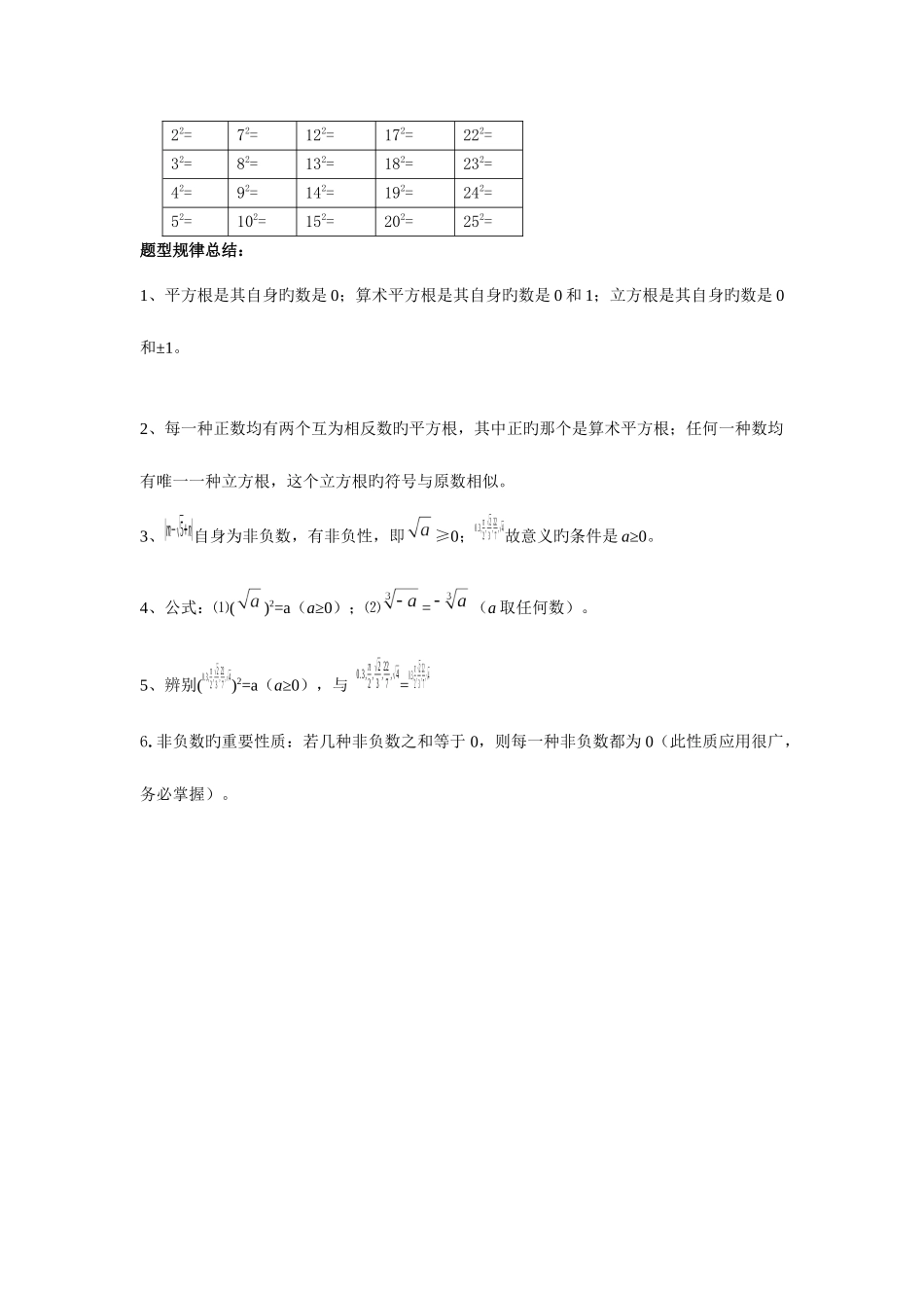 2025年人教版七年级下册平方根与立方根的知识要点归纳_第2页