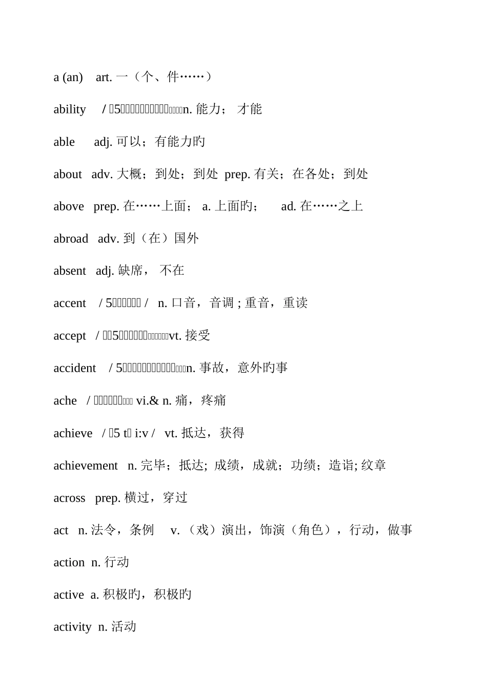 2025年习思能力竞赛五级核心词汇表_第1页