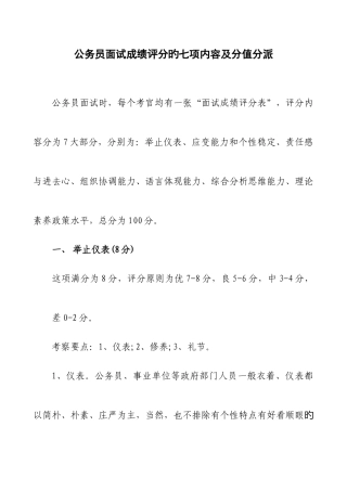 2025年公务员面试成绩评分的七项内容及分值分配