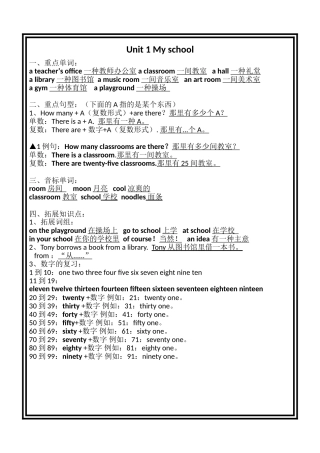 2025年开心学英语四年级下册知识点汇总