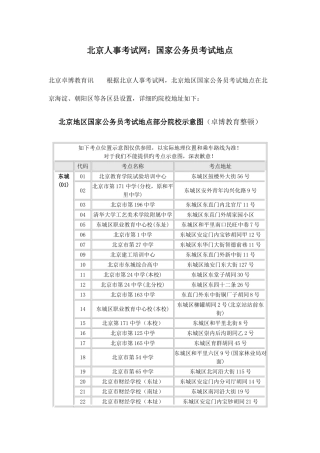2025年北京人事考试网国家公务员考试地点