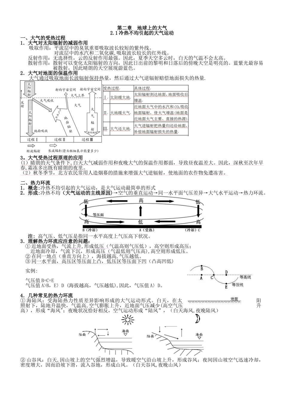 2025年地球上的大气知识点总结_第1页