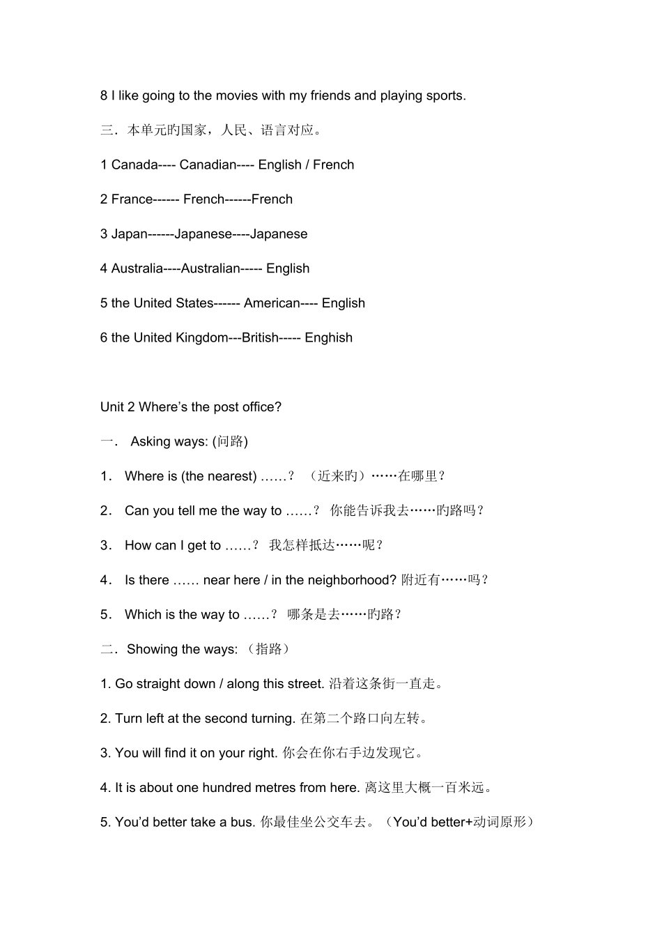 2025年初一英语语法及主要知识点归纳总结_第2页