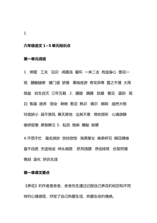 2025年六年级语文下册知识点总结