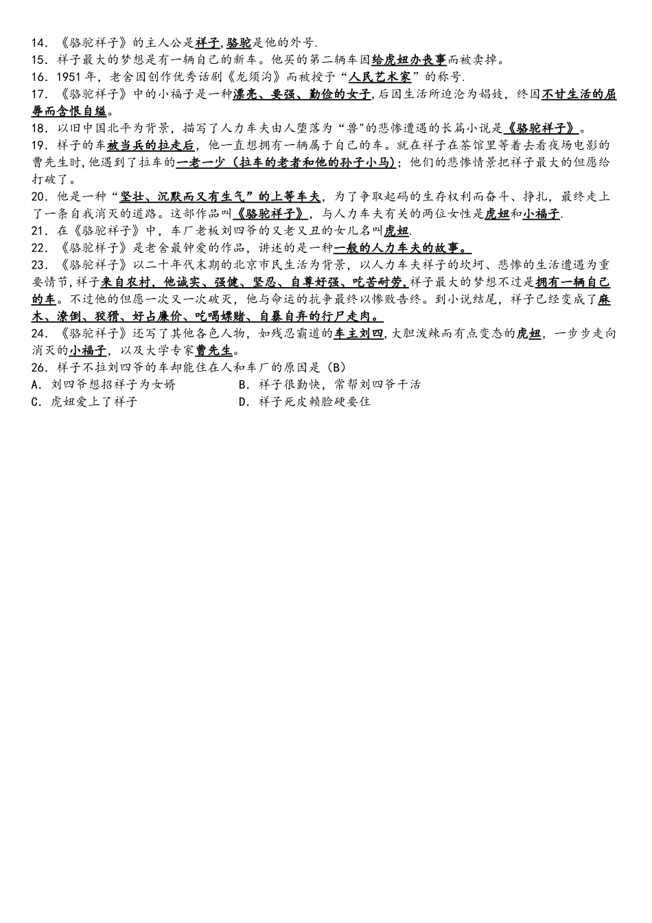 2025年骆驼祥子中考考点_第3页