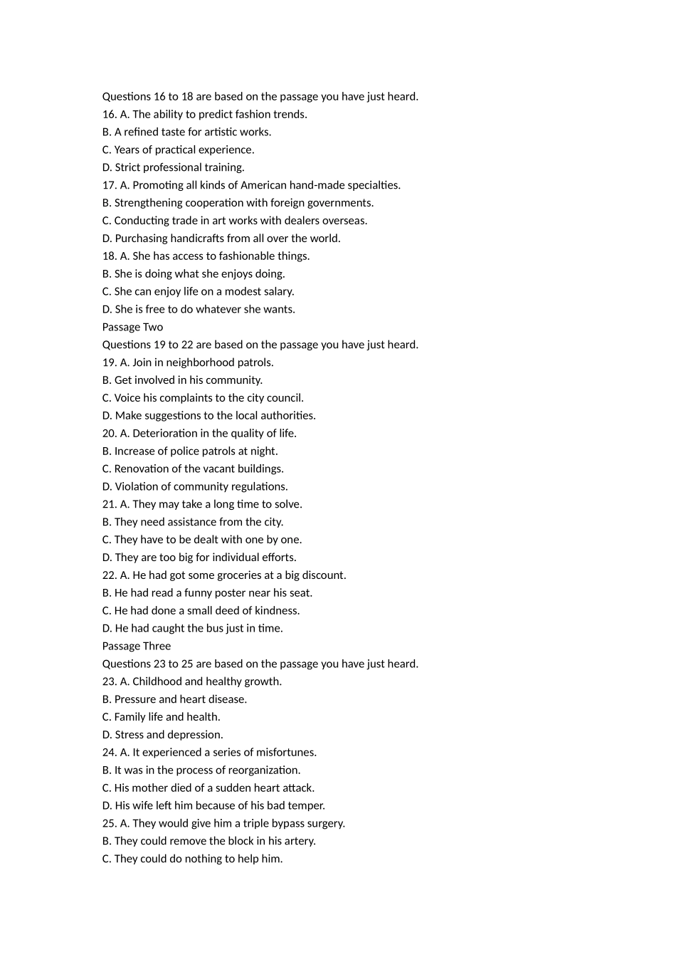 2025年6月英语六级真题及答案第一套_第3页