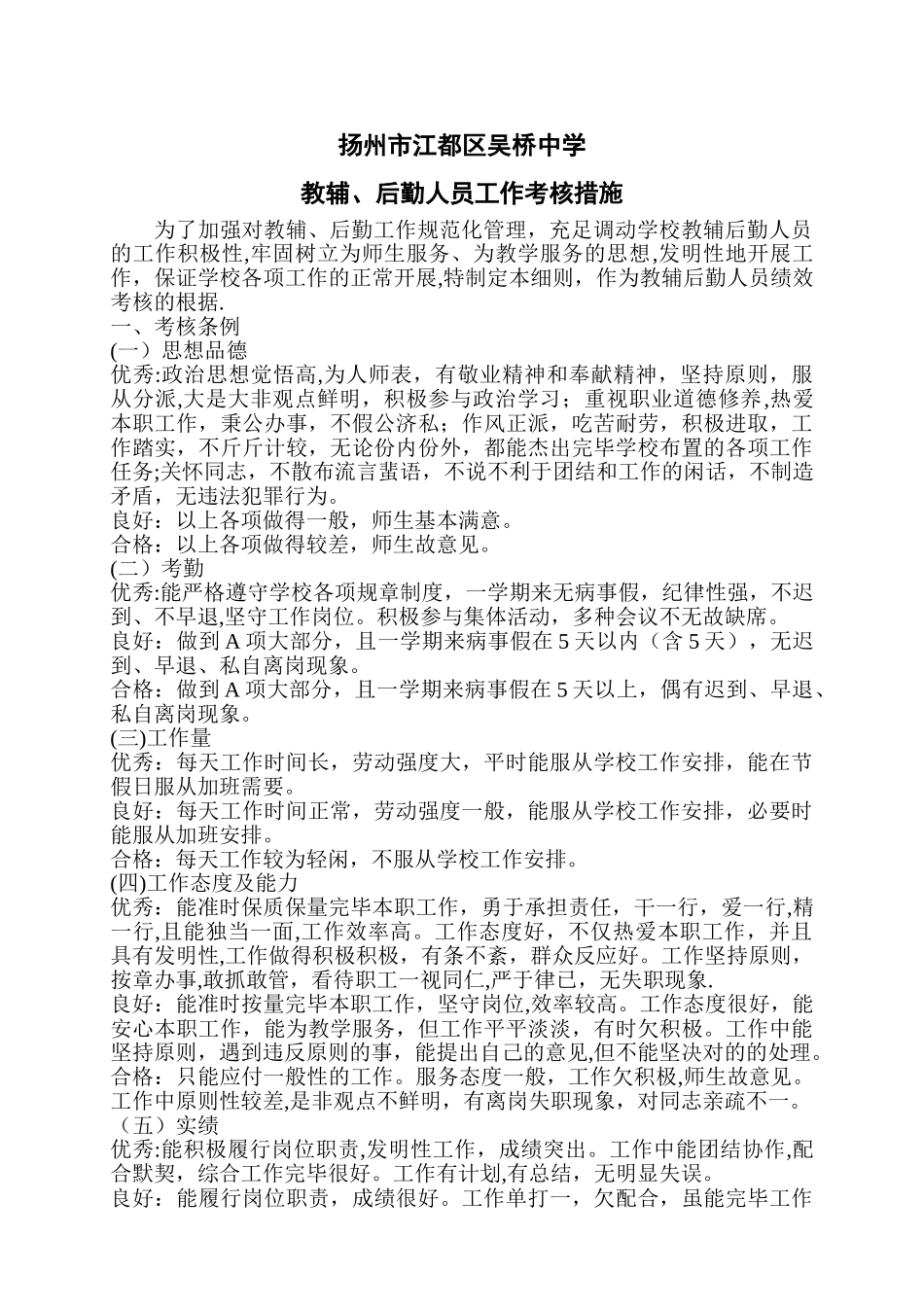 2025年吴桥中学教辅后勤人员考核办法_第3页