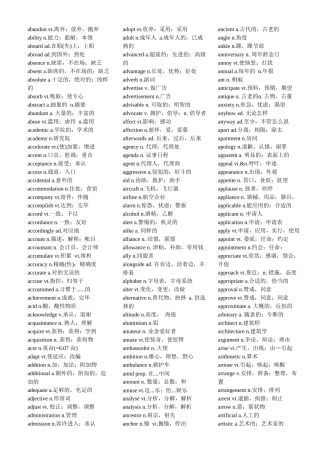 2025年广东学位英语词汇表