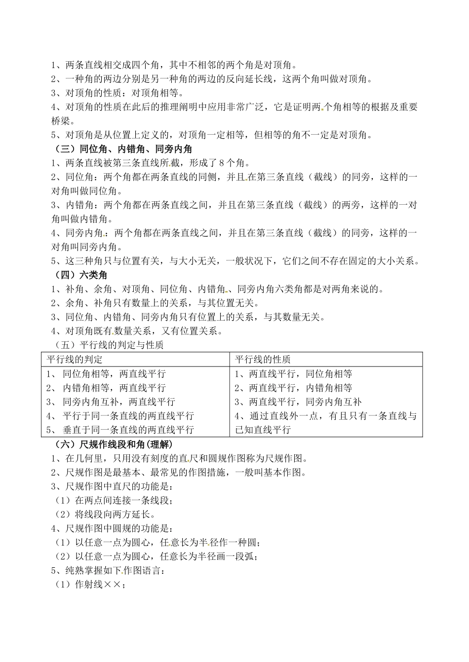 2025年相交线与平行线全章知识点归纳及典型题目练习_第2页