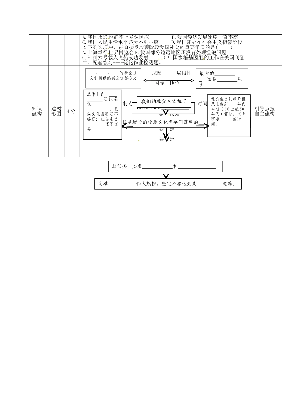 2025年九年级政治全册2.3.1我们的社会主义祖国学案3新人教版_第3页