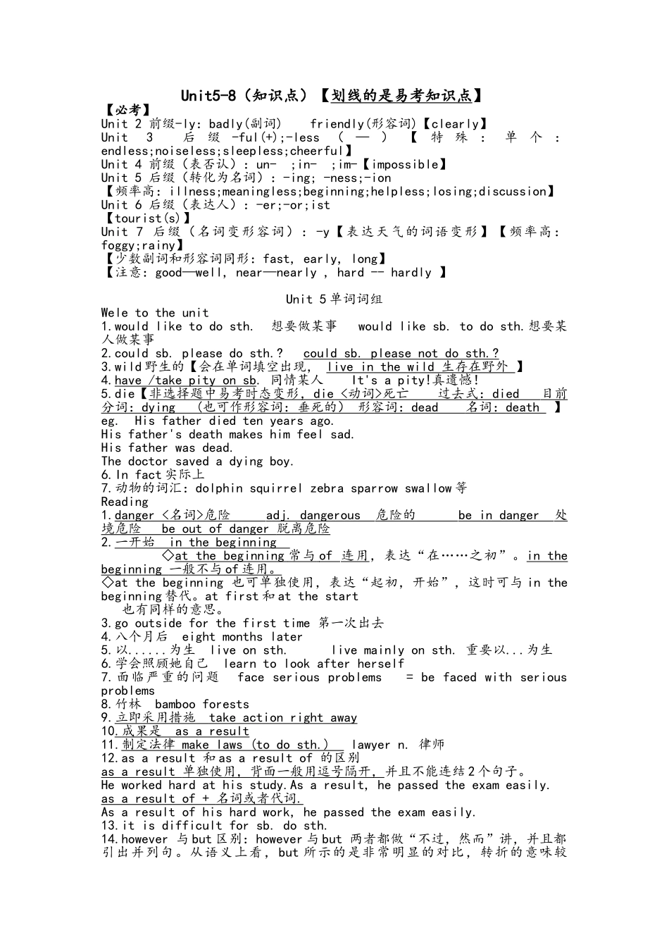 2025年牛津译林版8AUnit58知识点_第1页