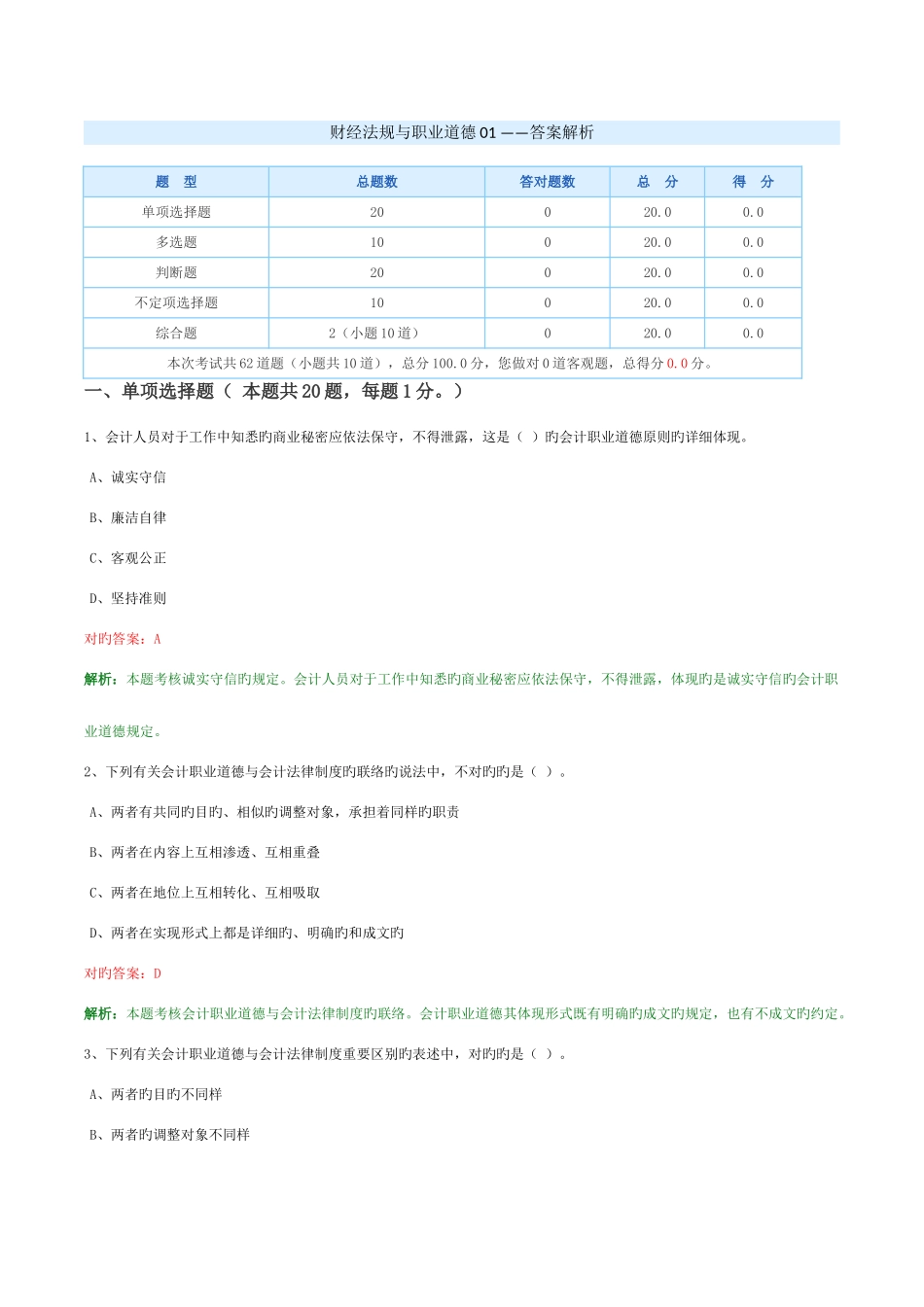 2025年会计证考试财经法规与职业道德考试_第1页