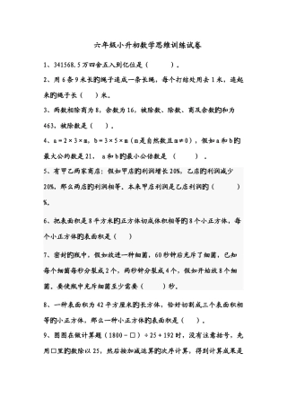 2025年六年级小升初数学思维训练试卷