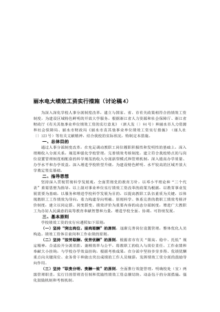 2025年丽水电大绩效工资实施办法讨论稿