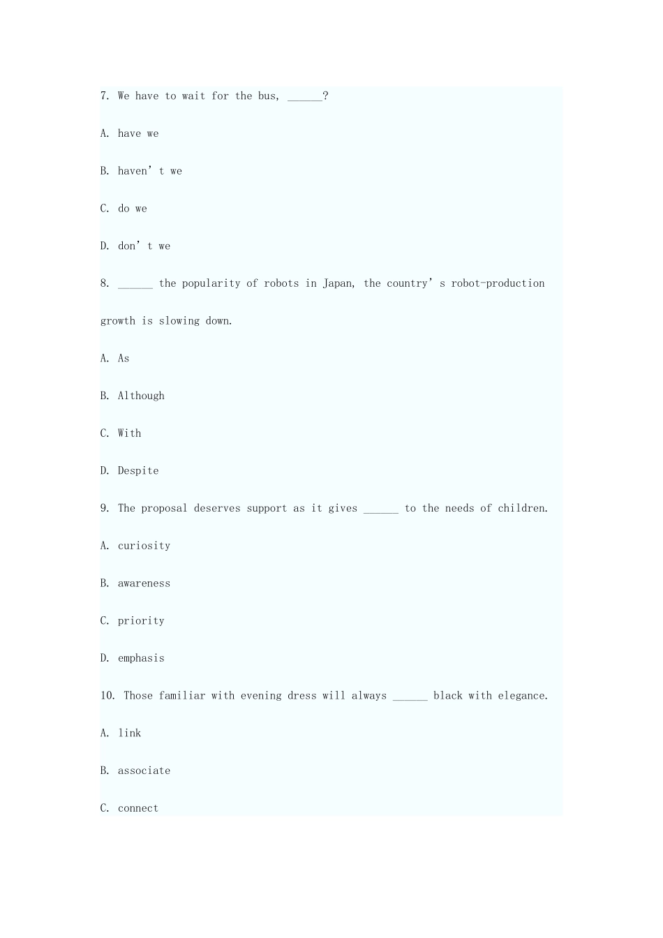 2025年全国4月高等教育综合英语自考试题及答案解析_第3页