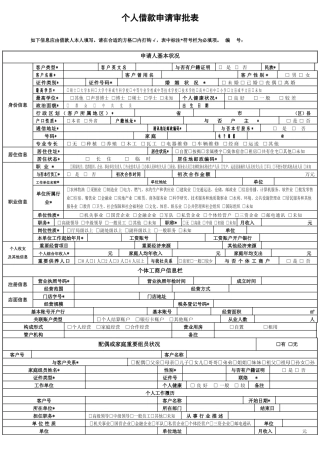 2025年农村信用社个人借款申请审批表