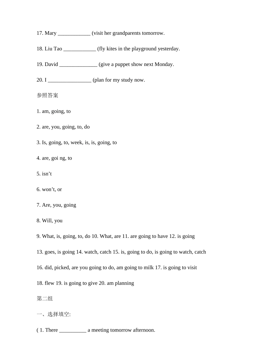 2025年小升初英语一般将来时习题含答案_第3页