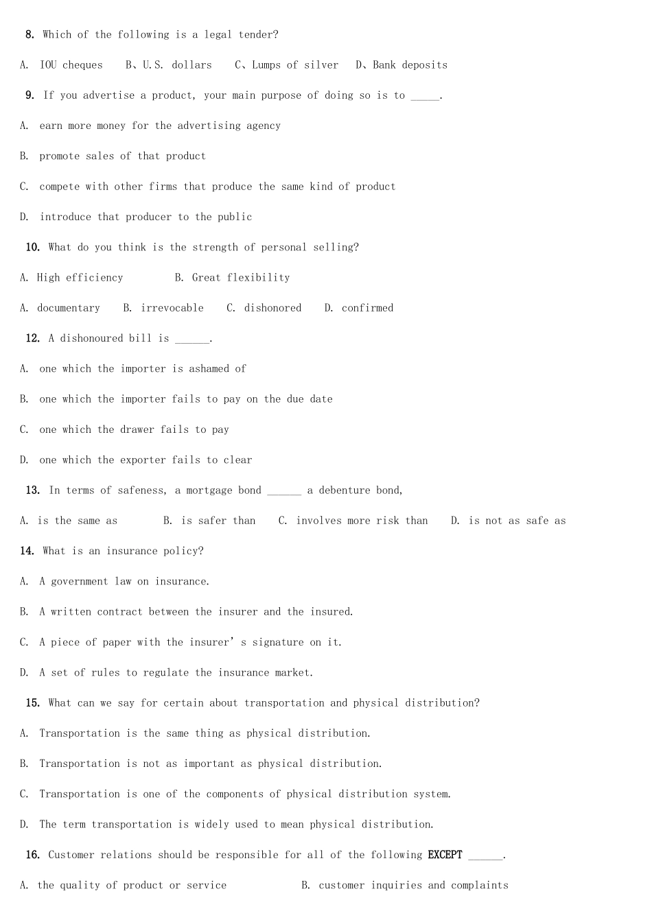 2025年必过05439商务英语阅读自考试卷_第3页