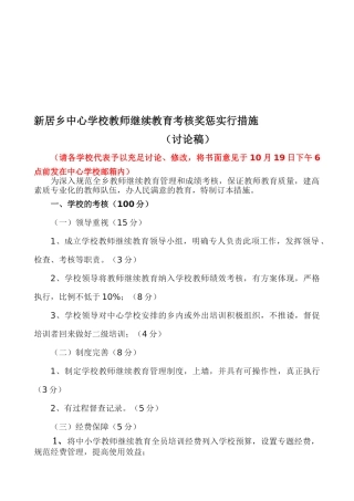 2025年新房乡中心学校教师继续教育考核奖惩实施办法