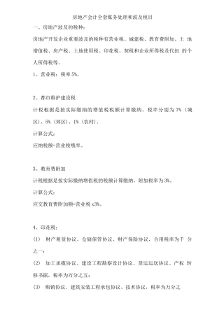 2025年房地产会计全套账务处理