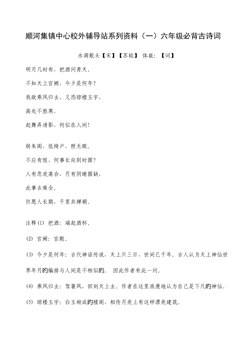 2025年六下必背篇目_第1页