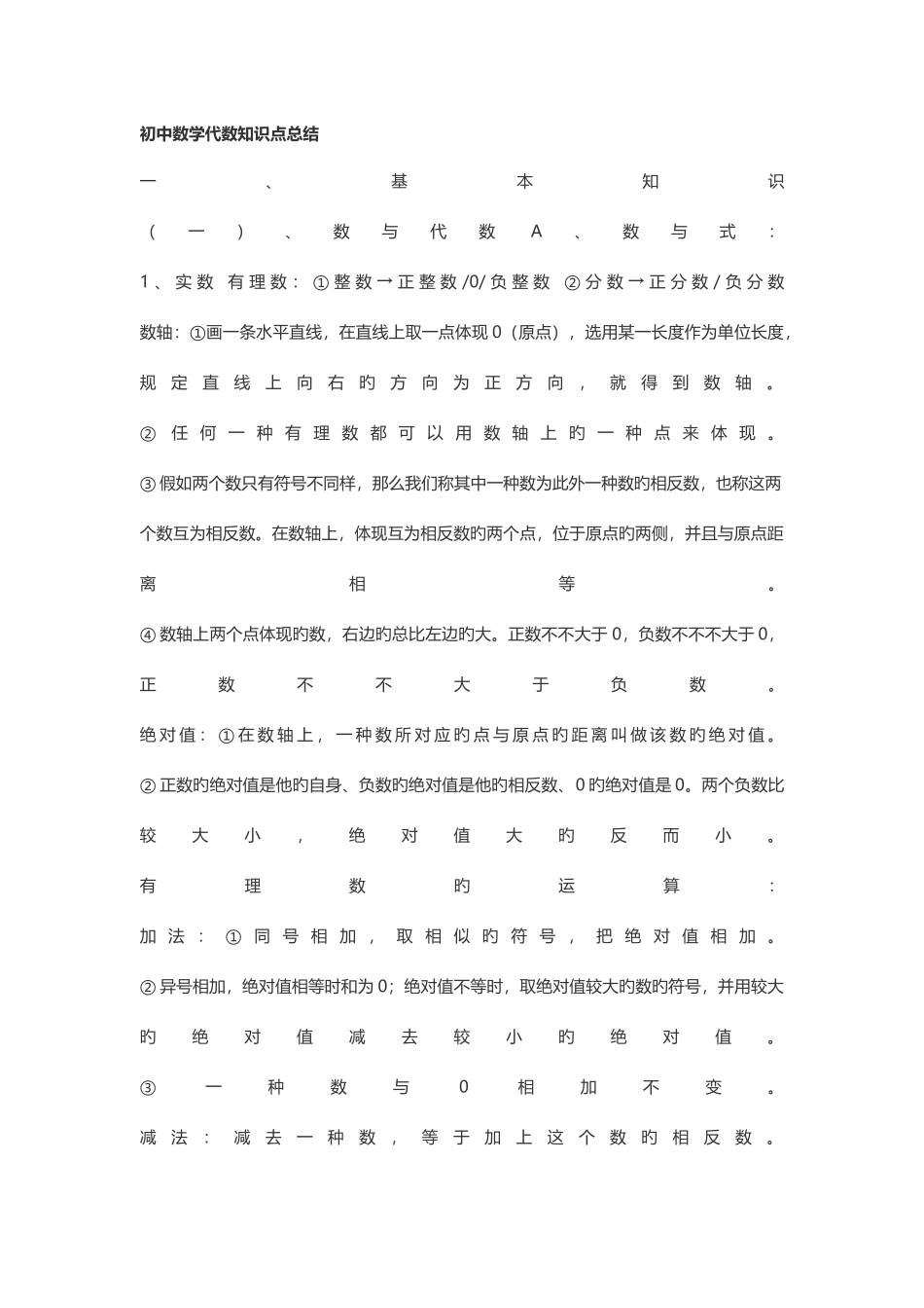 2025年初中数学代数知识点总结_第1页