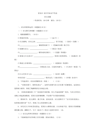 2025年青岛中考语文真题及答案