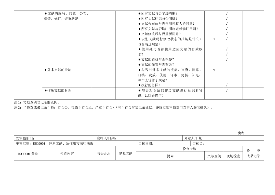 2025年iso9000内审检查表全套_第3页