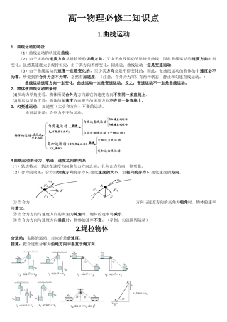 2025年高一物理必修2知识点全总结