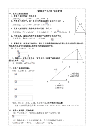 2025年解直角三角形专题复习知识点+考点+测试