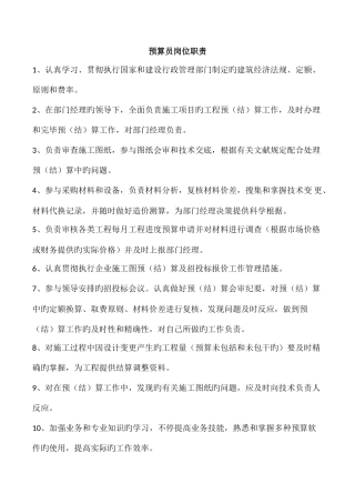 2025年项目预算员管理职责及招聘要求