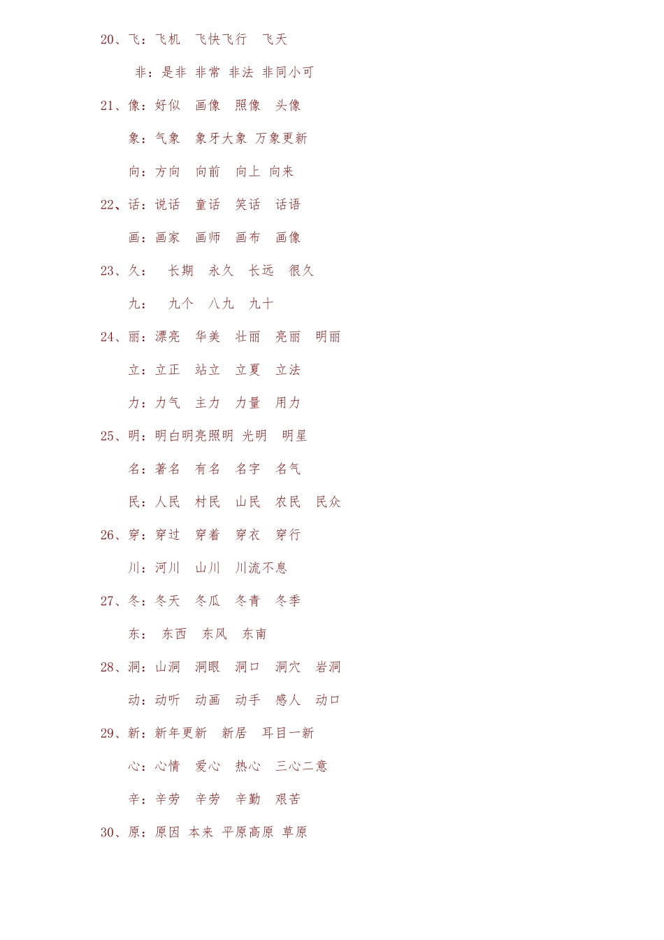 2025年一年级语文下册同音字归纳_第3页