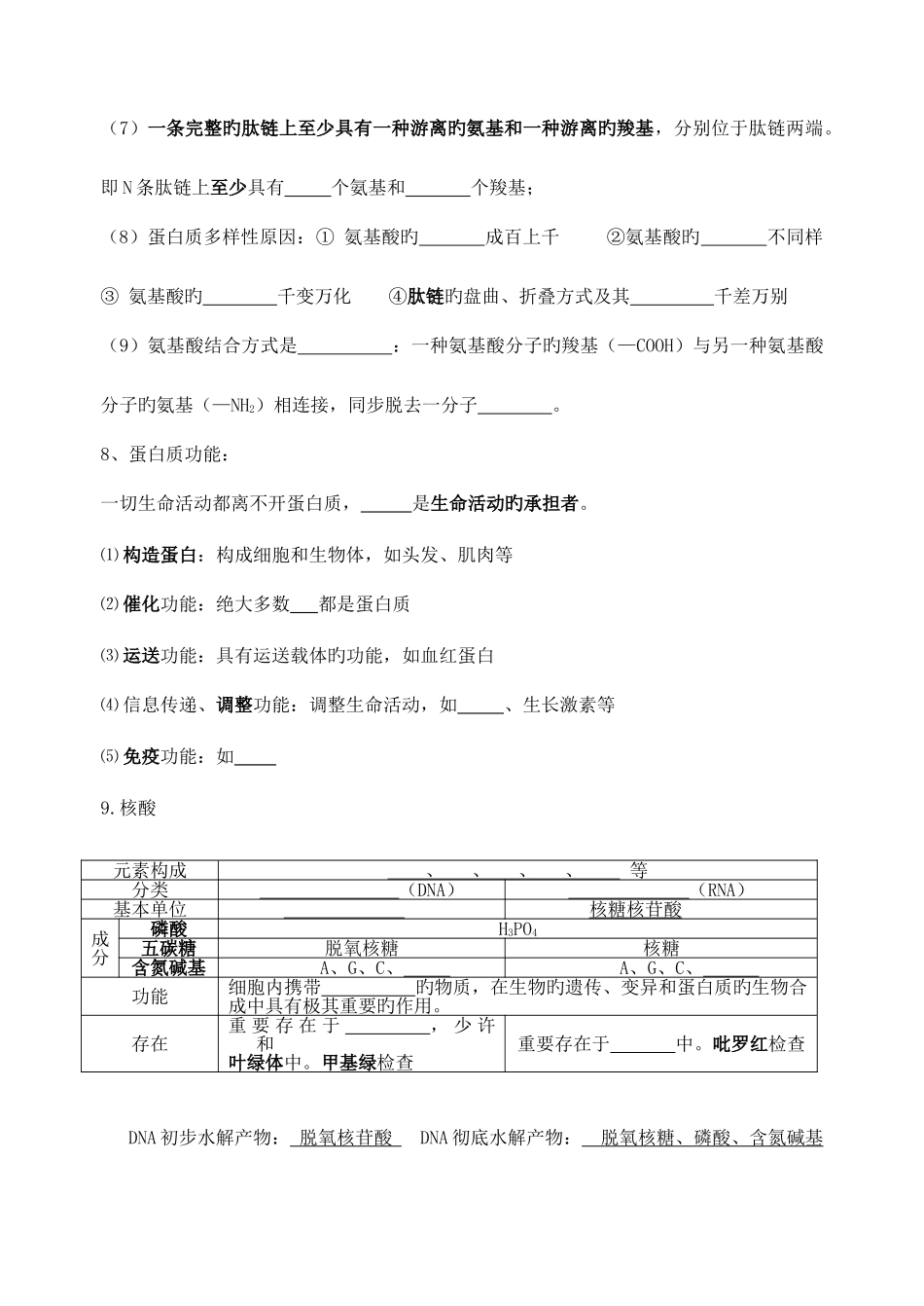 2025年高中生物学业水平测试知识点总结填空_第3页