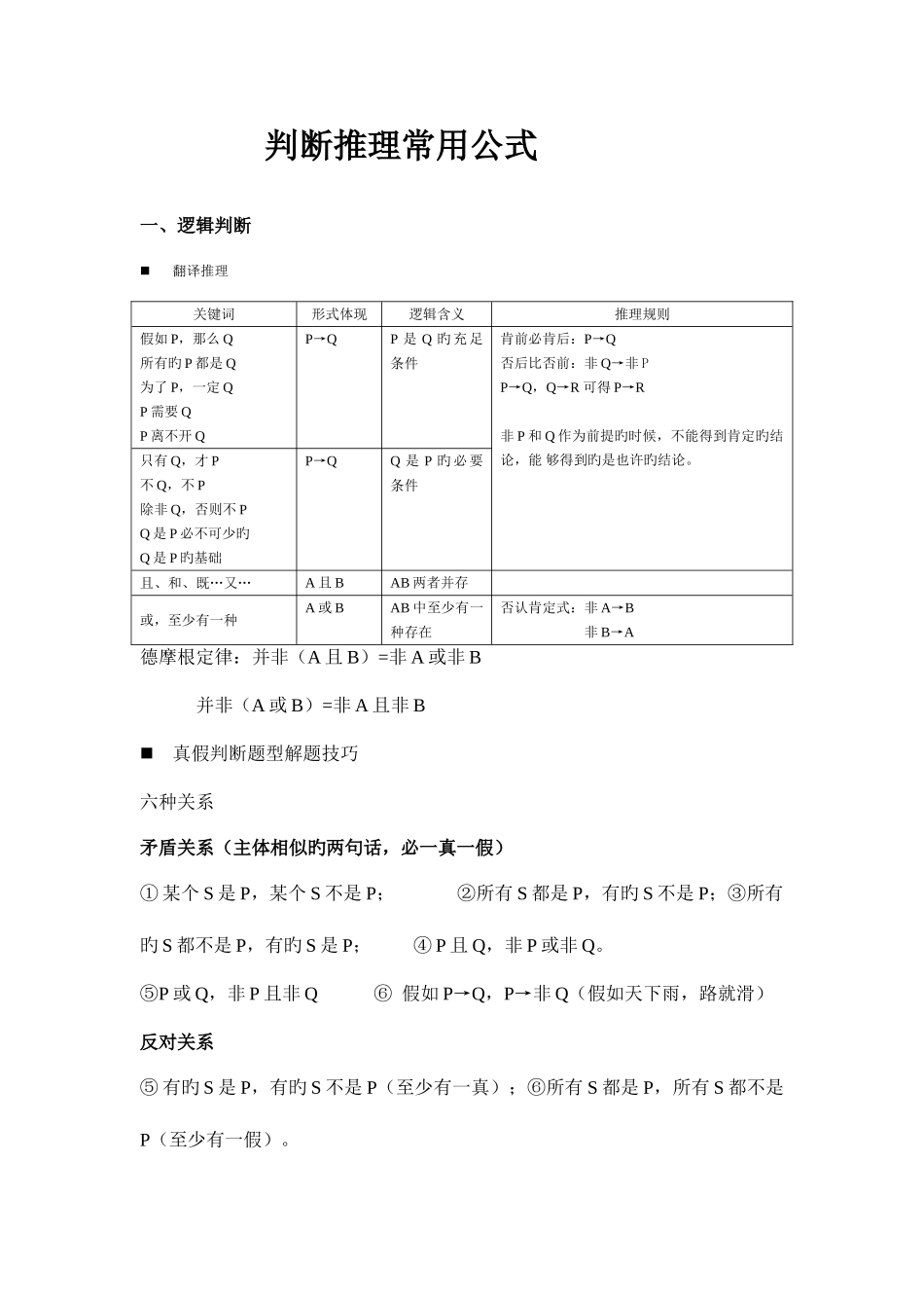2025年公务员考试判断推理常用公式_第1页