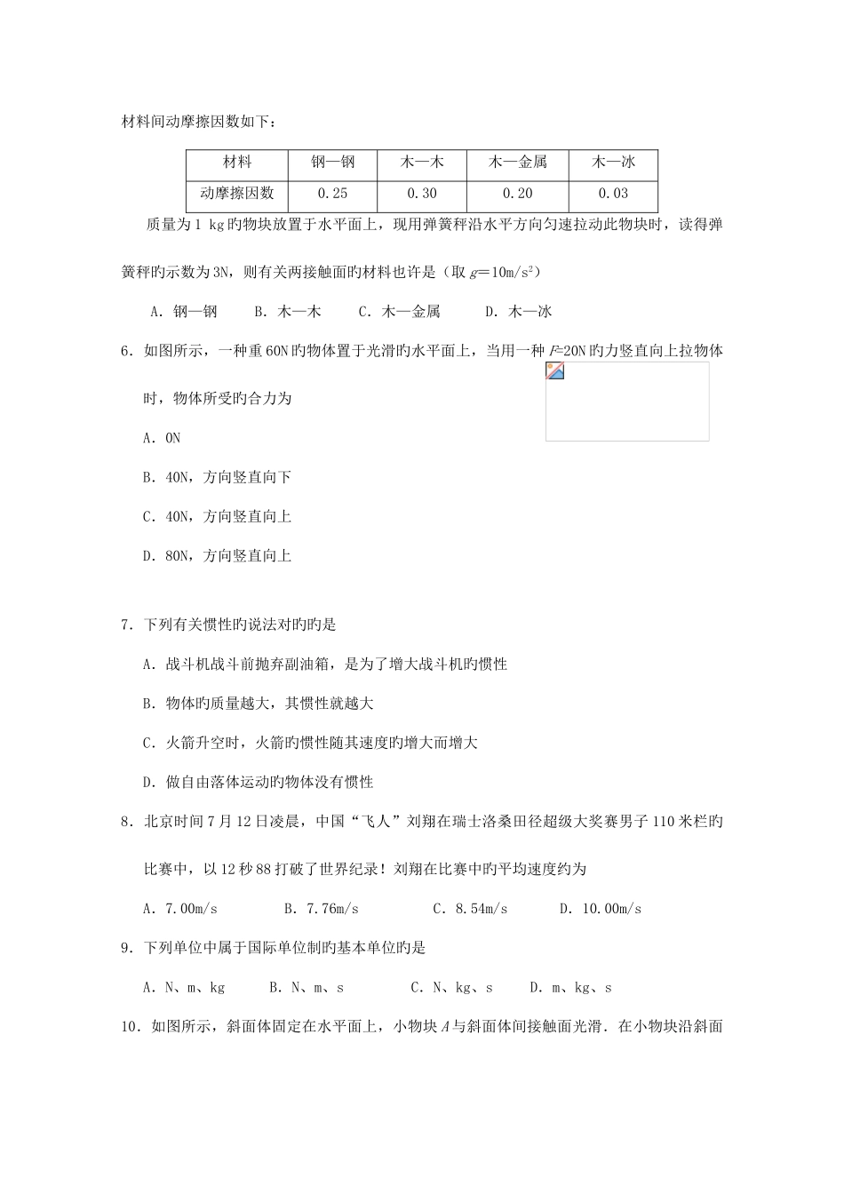 2025年高二物理学业水平测试模拟试题四_第2页