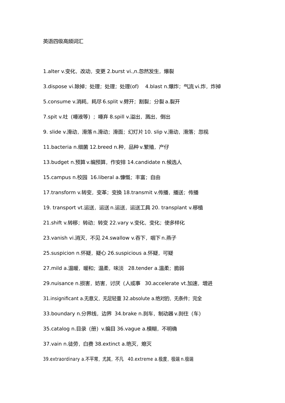 2025年四级英语词汇_第1页