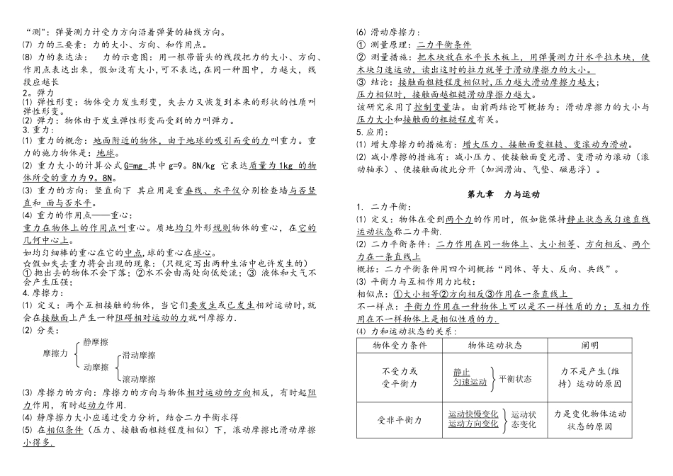 2025年苏科版八年级物理下册知识点梳理_第3页