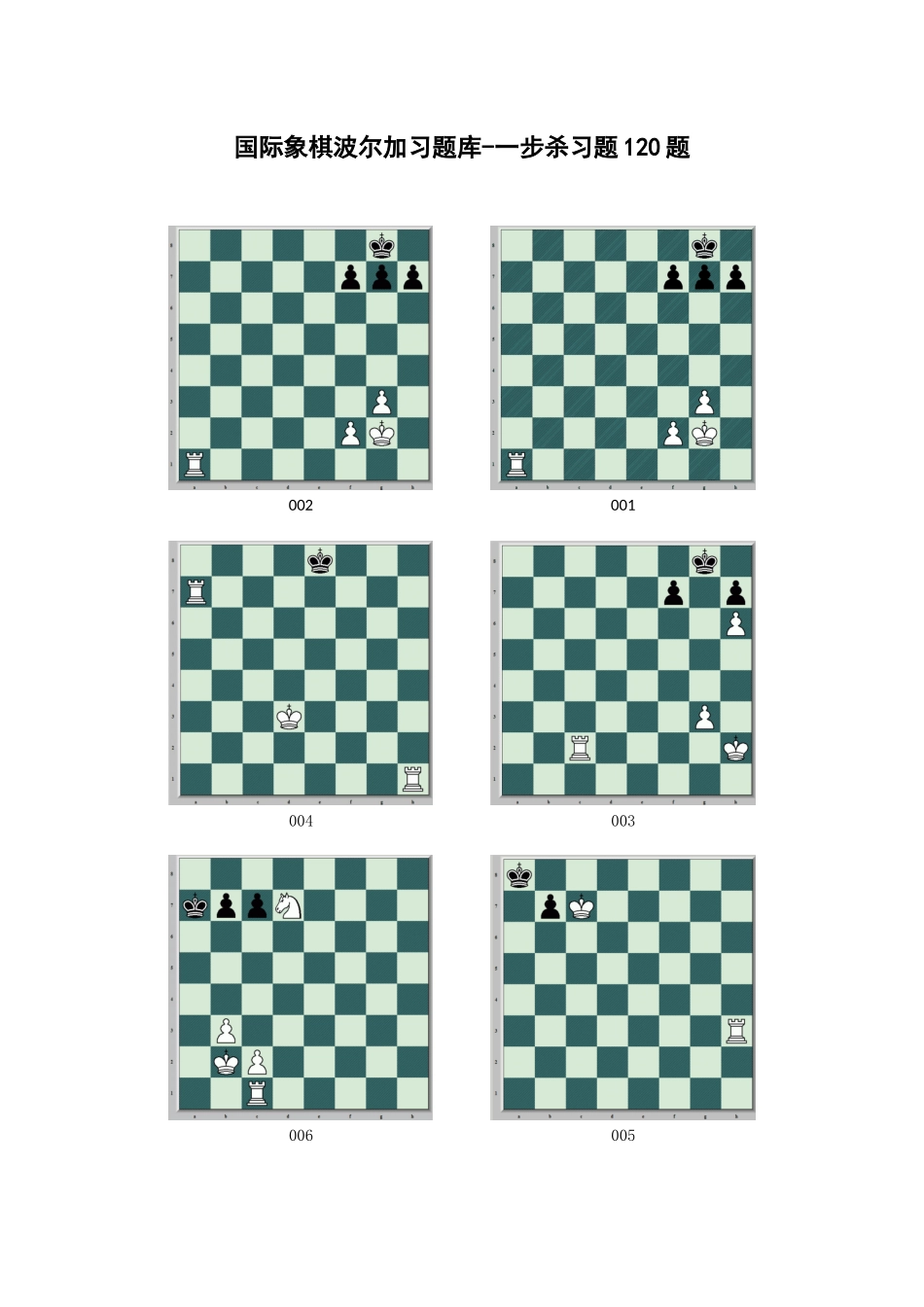 2025年国际象棋波尔加习题库一步杀习题120题_第1页