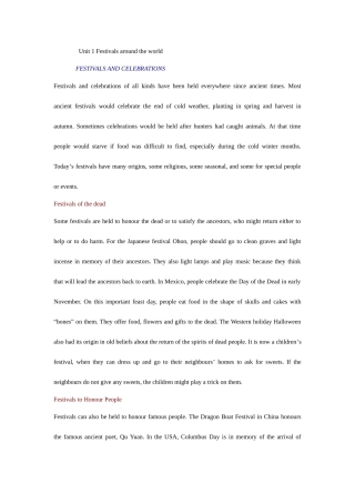 2025年高一英语人教版必修三全册课文内容