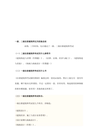 2025年一级和二级注册建筑师考试过关经验总结
