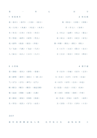 2025年部编版一年级下册知识点汇总
