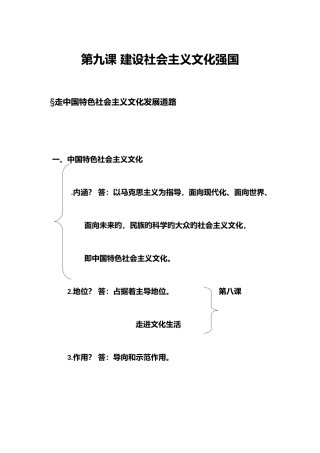 2025年高中政治必修三第九课重点知识点总结