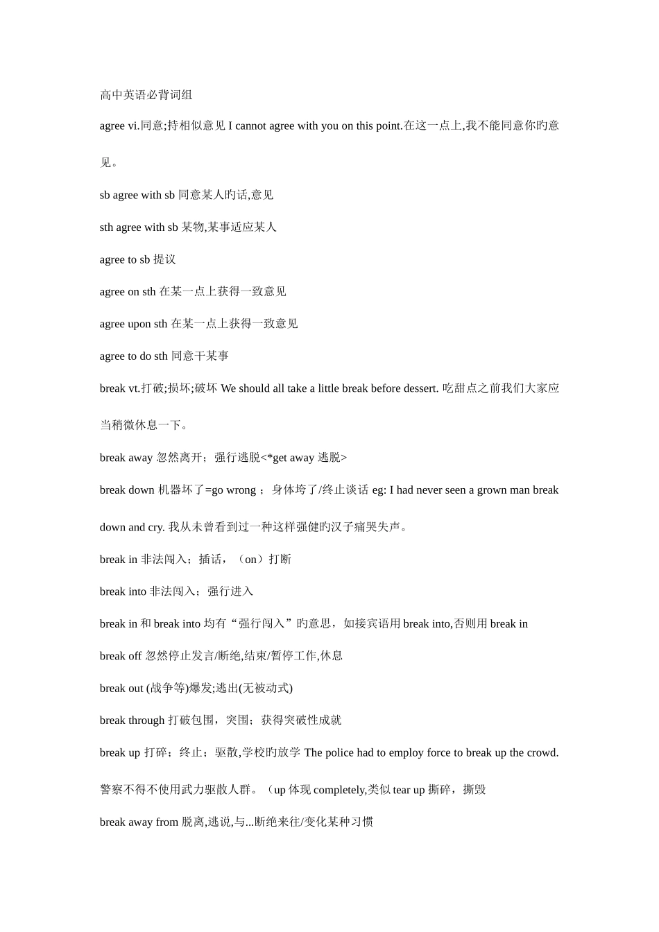 2025年高中英语必背词组_第1页