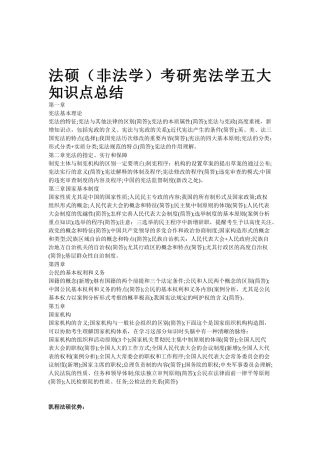 2025年法硕非法学考研宪法学五大知识点总结